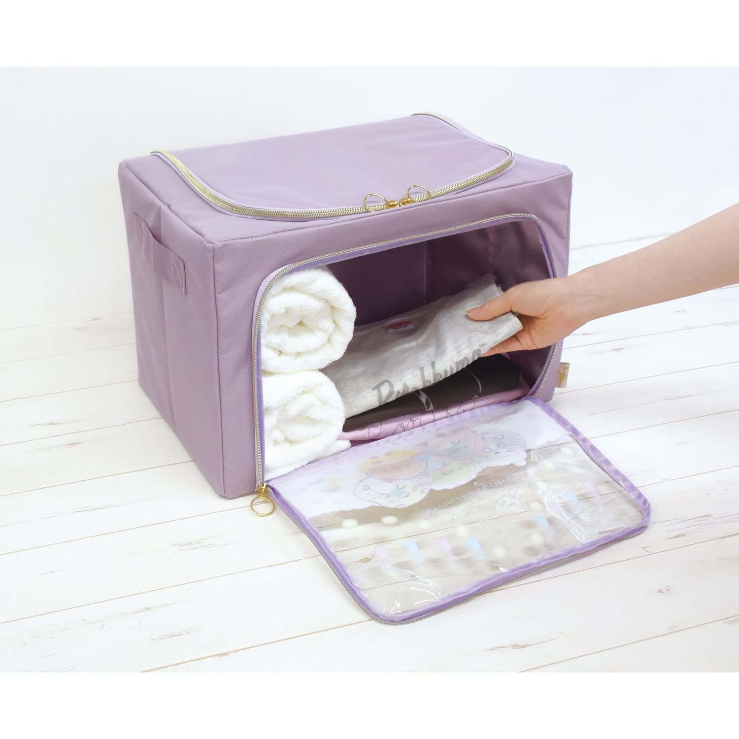 ★交渉中★【ブルー】すみっコぐらし☆うみっコ キャンパスストレージ 収納ボックス すみっコぐらし」小さな折りたたみコンテナ（収納ボックス/バスケット